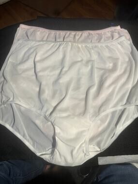 NEW Catherine’s nylon full brief panties white and pink size 12